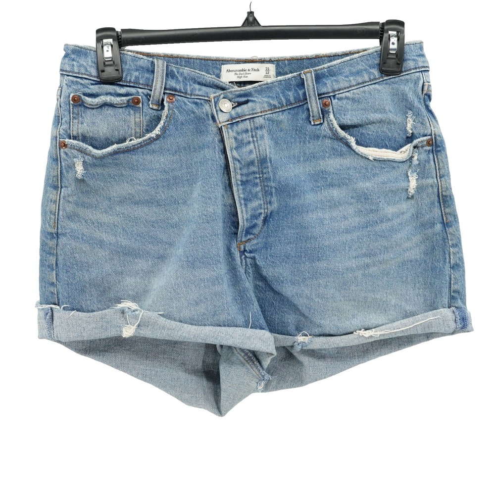 Abercrombie and Fitch Denim Shorts SZ 12 Dad High Rise Cut Off Western Cowgirl